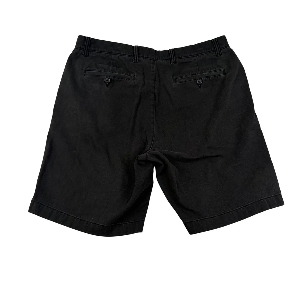 Roundtree & Yorke Mens Black Chino Shorts Cotton Stretch Size 34 Flat Front